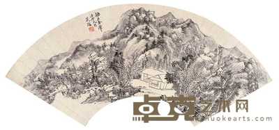 吴滔 山居图 扇片 
